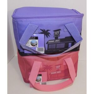 Trader Joe's Mini Insulated Tote/Lunch Bag Bundle - (1) Pink & (1) Lavender Tote